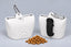 ZippyTreat™ silicone dog treat pouch with metal carabiner and waist clip, front and back